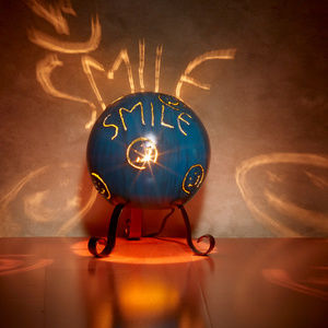 Metal Globe Electric Luminary w/ Sentiments Smile